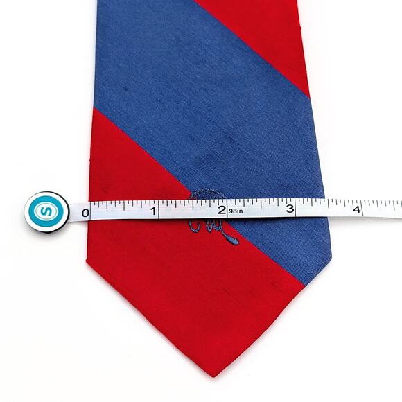 Vintage Countess Mara Tie Slubbed Silk Diagonal Stripe Shantung MCM Made in USA - Picture 7 of 8